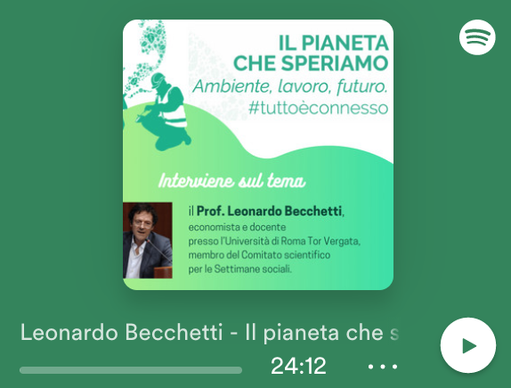 Disponibile su Spotify la lezione di Leonardo Becchetti