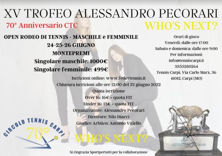 Il Circolo Tennis Carpi fa 70 anni