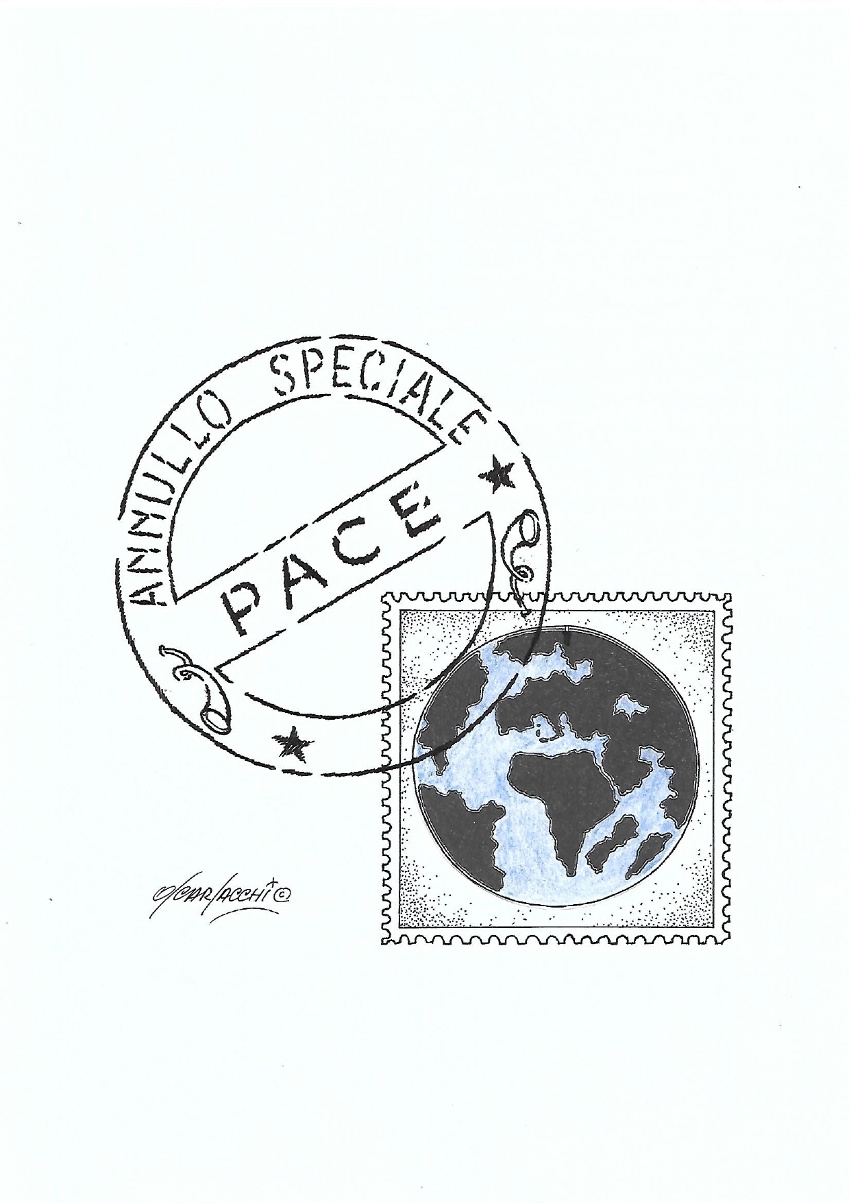 Pace. In esclusiva per Notizie la vignetta di Oscar Sacchi