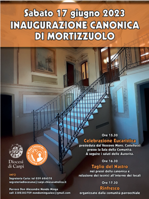Sabato 17 giugno 2023 inaugurazione della canonica di Mortizzuolo