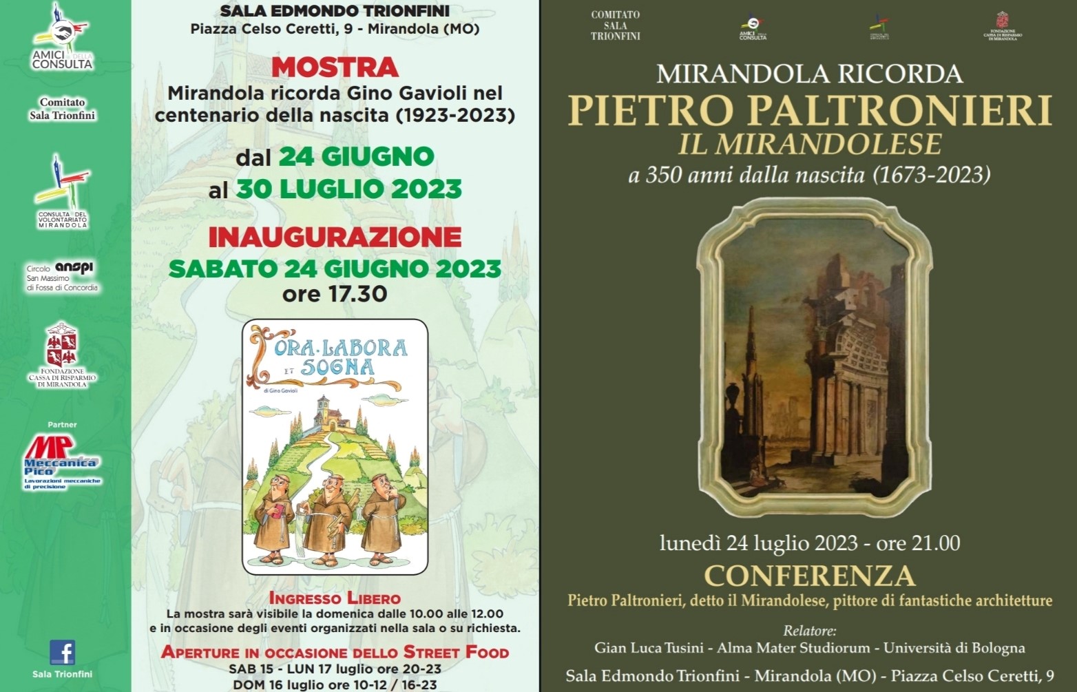 Mirandola, prossimi appuntamenti alla Sala Trionfini