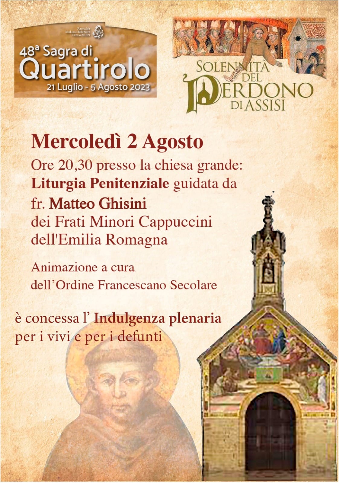 Festa del Perdono di Assisi a Quartirolo