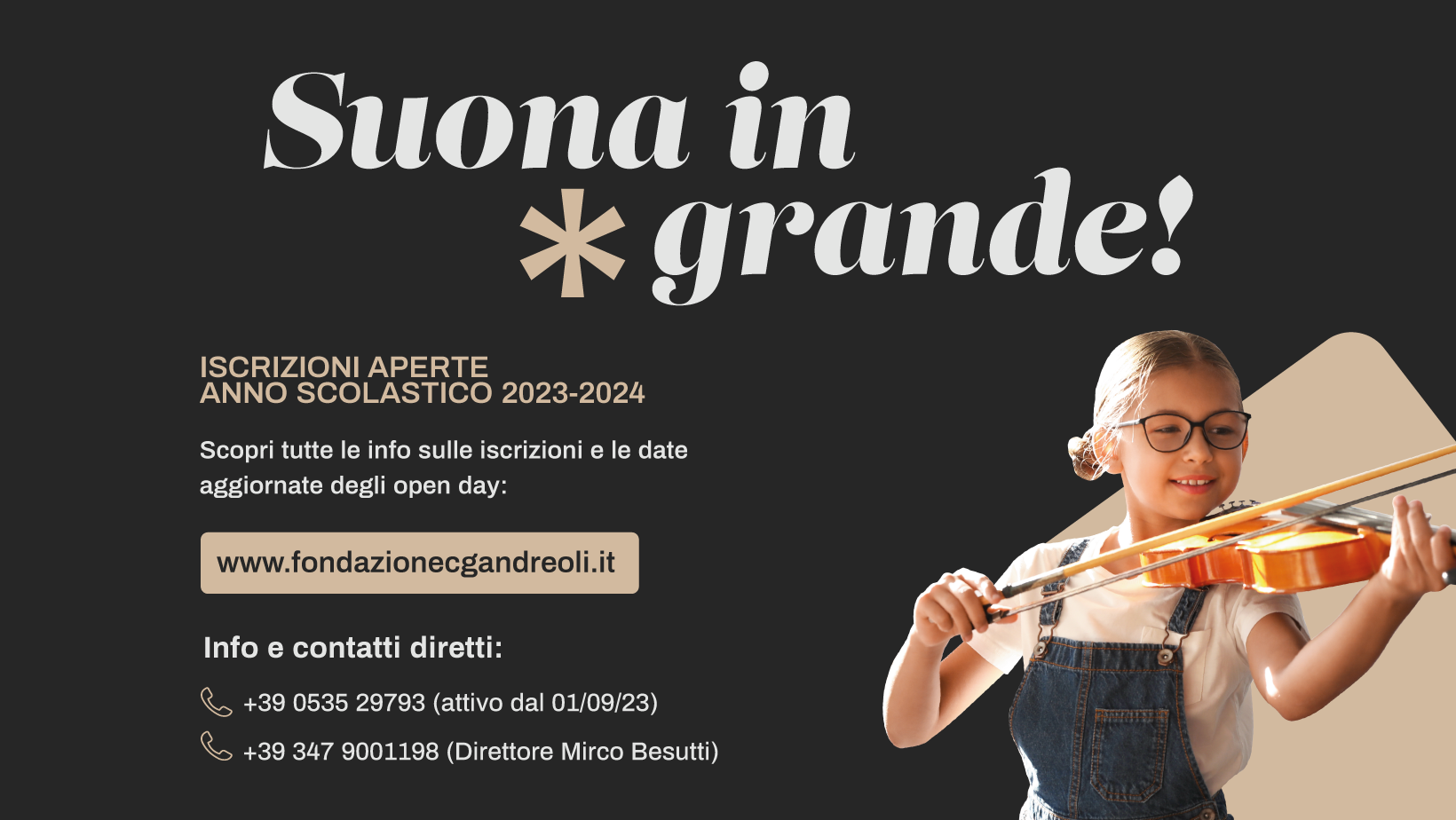 Scuola di Musica Andreoli, iscrizioni e borse di studio