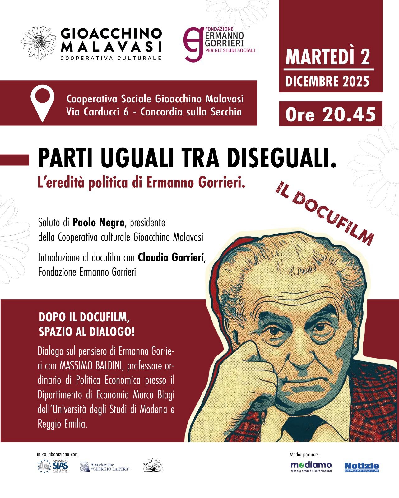 La Cooperativa Gioacchino Malavasi presenta il docufilm su Ermanno Gorrieri